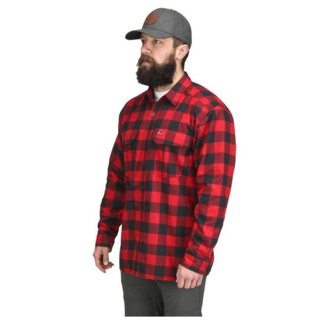 Simms Coldweather LS Shirt, Red Buffalo Plaid