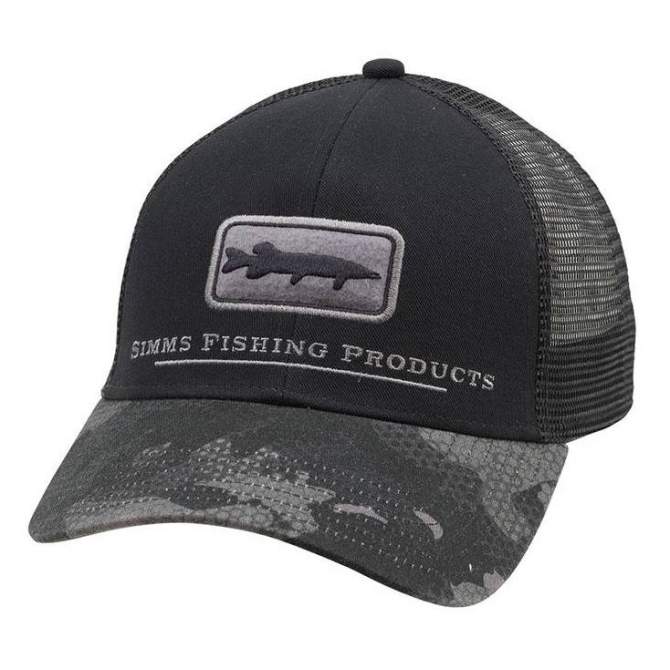 Simms Musky Icon Trucker, Hex Flo Camo Carbon