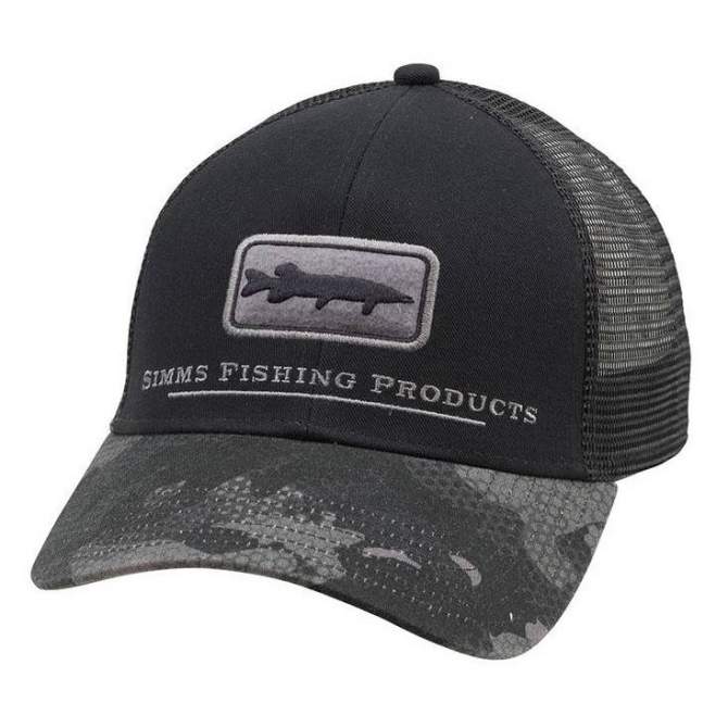 Simms Musky Icon Trucker, Hex Flo Camo Carbon