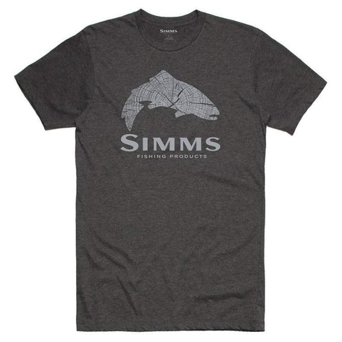 Simms Wood Trout Fill T-Shirt, Charcoal Heather