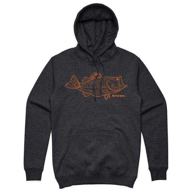 Simms Bass Line Hoody, Charcoal Heather