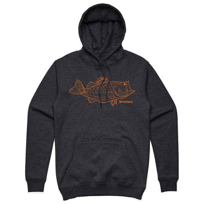 Simms Bass Line Hoody, Charcoal Heather