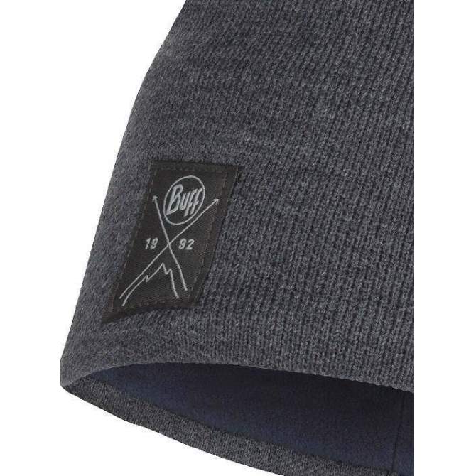 Buff Knitted & Fleece Band Hat, Solid Grey