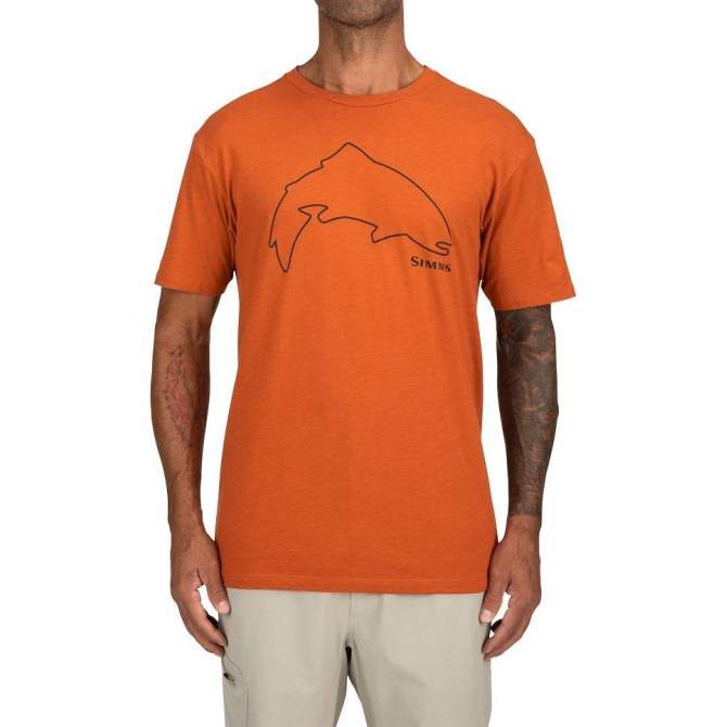 Simms Trout Outline T-Shirt, Adobe Heather