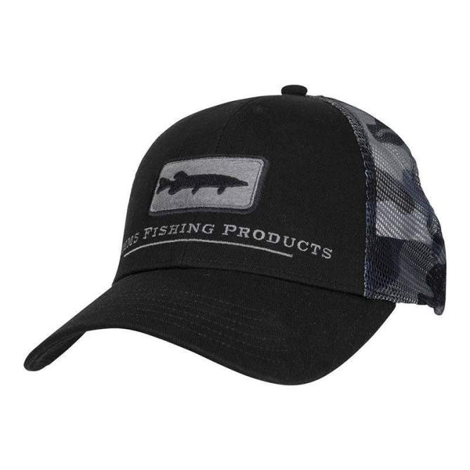 Simms Musky Icon Trucker, Woodland Camo Storm