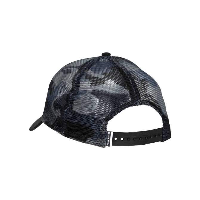 Simms Musky Icon Trucker, Woodland Camo Storm
