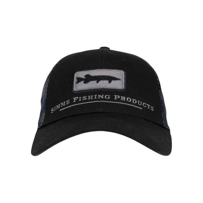 Simms Musky Icon Trucker, Woodland Camo Storm