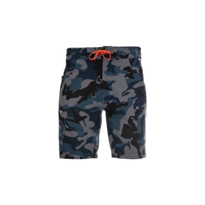 Simms Seamount Board Shorts, Woodland Camo Storm