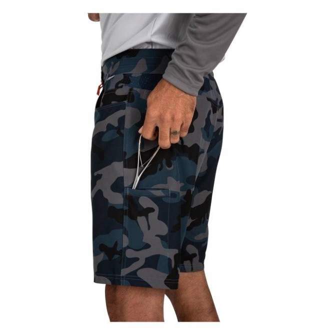 Simms Seamount Board Shorts, Woodland Camo Storm