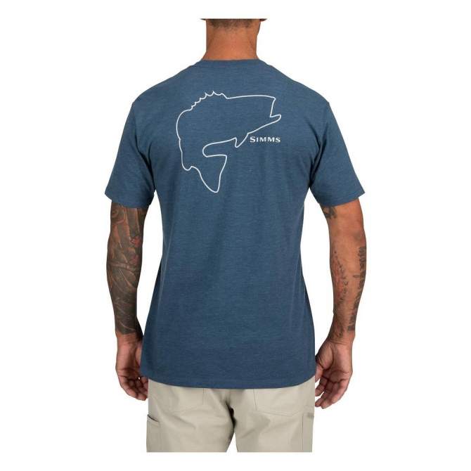 Simms Bass Outline T-Shirt, Sailor Blue Heather