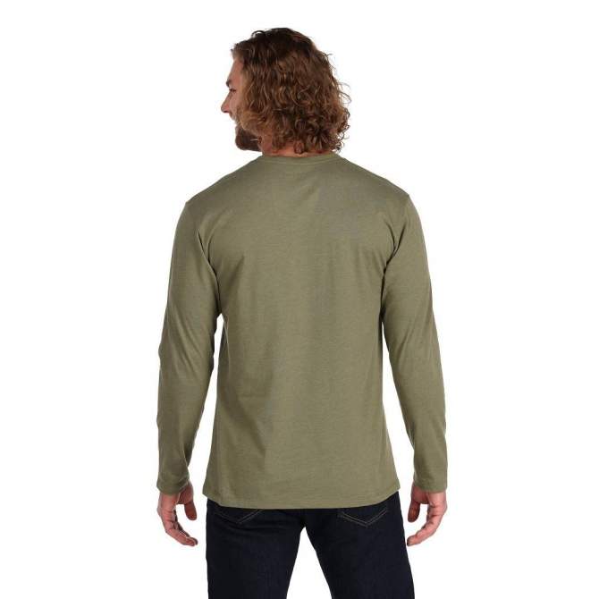 Simms Logo LS Shirt, Military Heather