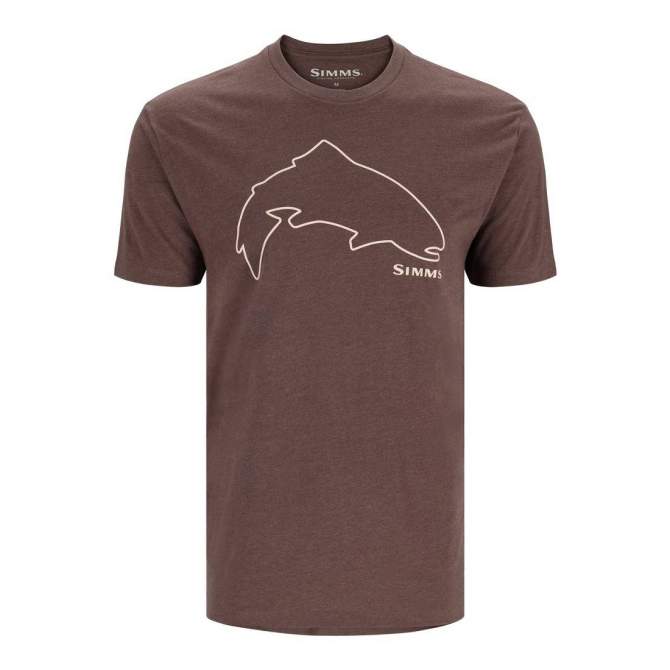Simms Trout Outline T-Shirt, Brown Heather