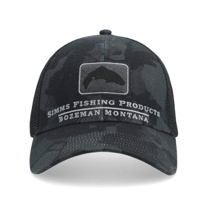 Simms Trout Icon Trucker, Regiment Camo Carbon