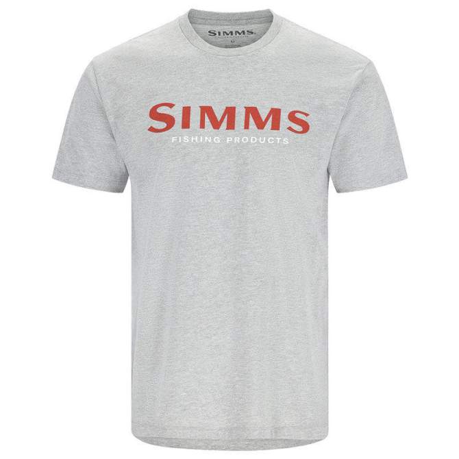Simms Logo T-Shirt, Grey Heather - Crimson