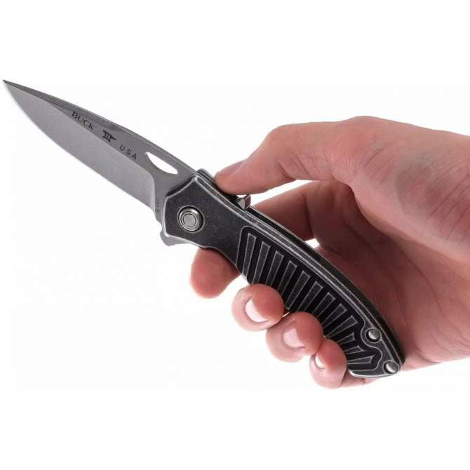 Buck 293 Inertia Spring Assist Aluminum Gray, клинок P 8,3 см