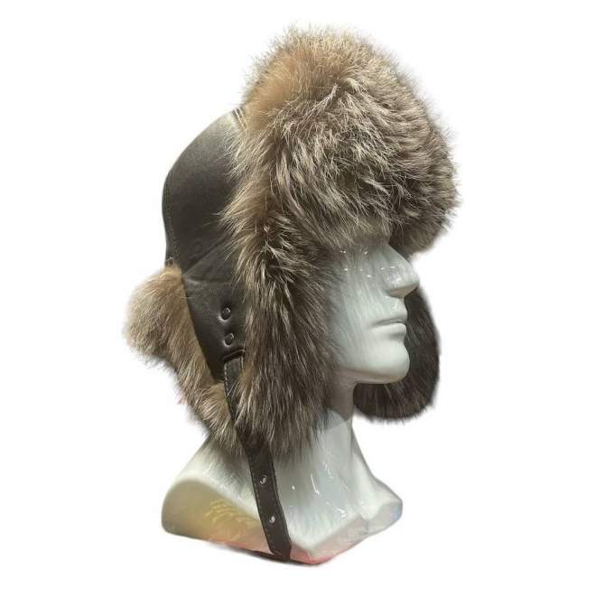 Шапка Беркаль Лиса чернобурка, чёрно-белый