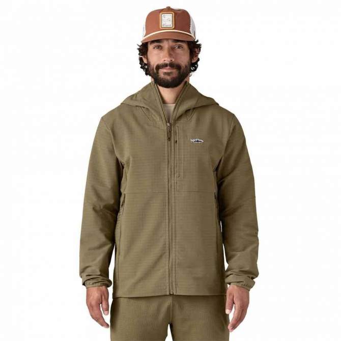 Patagonia R1 TechFace Fitz Roy Trout Hoody, Dark Ash