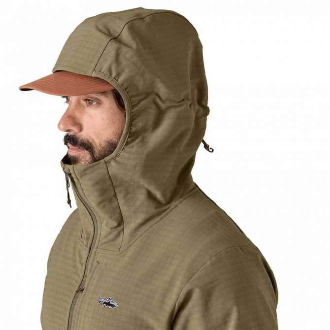 Patagonia R1 TechFace Fitz Roy Trout Hoody, Dark Ash