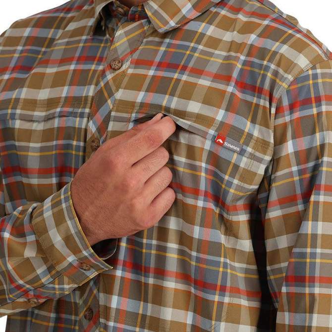 Simms BugStopper LS Shirt, Simms Chestnut Multi Plaid