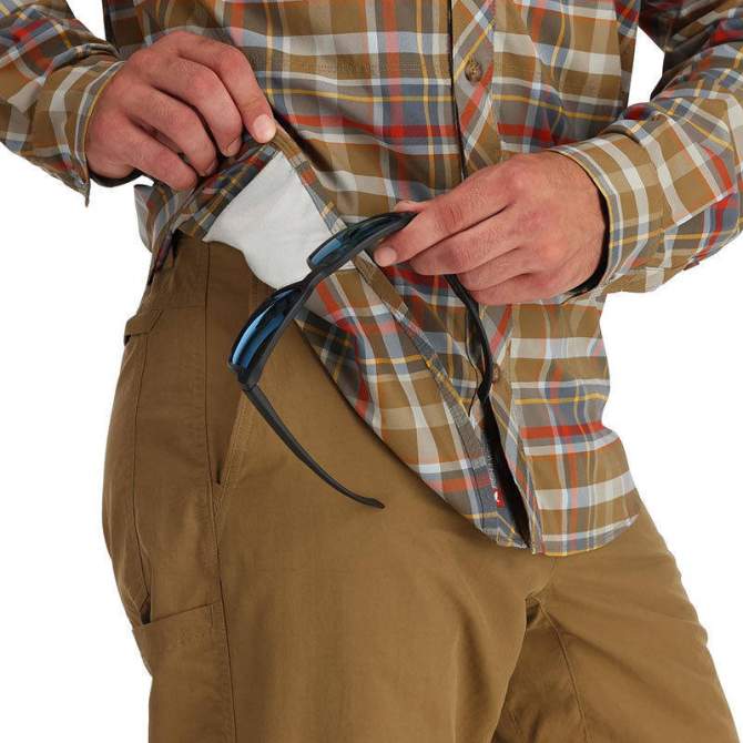 Simms BugStopper LS Shirt, Simms Chestnut Multi Plaid
