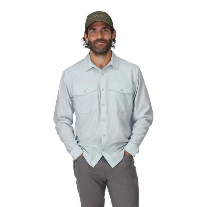 Simms No-See-Um Bugstopper LS Shirt, Bimini Blue Heather