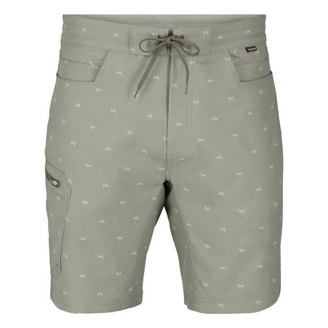 Simms Seamount Board Shorts, Fishtail Pale Pine