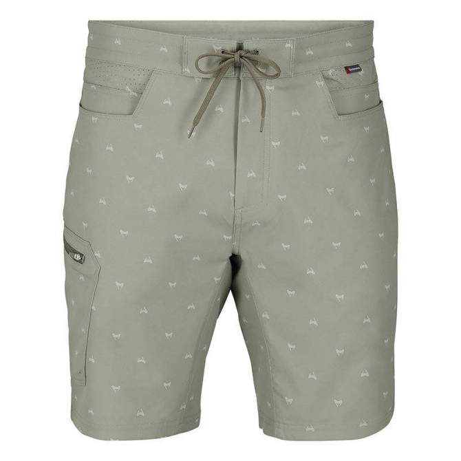 Simms Seamount Board Shorts, Fishtail Pale Pine