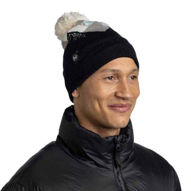 Buff Knitted Hat, Tatik Black