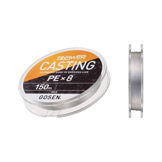 GOSEN Answer Casting PE×8 150m #1.0 PE, Fine Silver