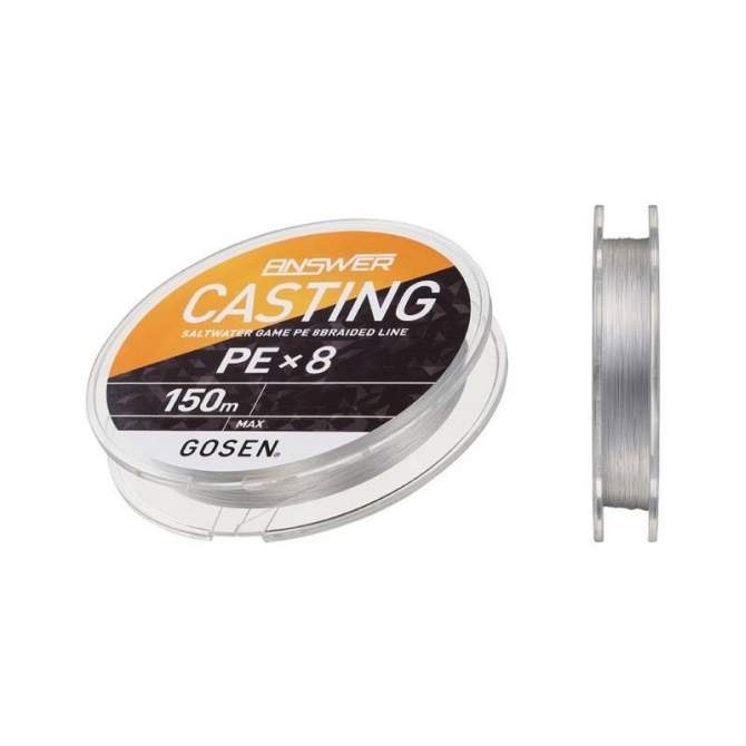 GOSEN Answer Casting PE×8 150m #2.0 PE, Fine Silver