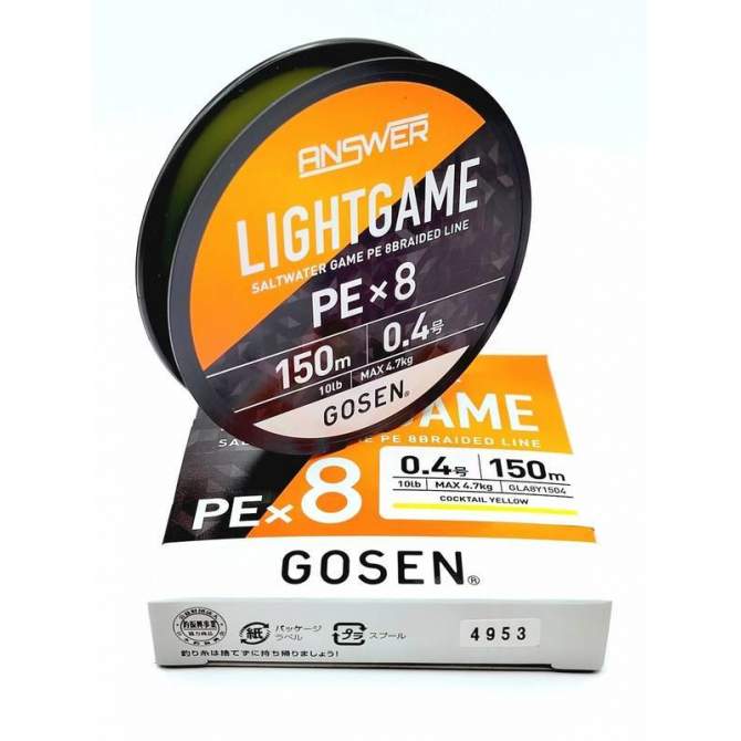 GOSEN Answer Light Game PE×8 150m #0.4 PE, Cocktail Yellow