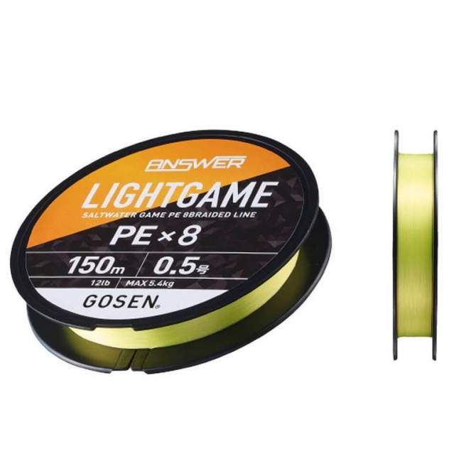 GOSEN Answer Light Game PE×8 150m #0.5 PE, Cocktail Yellow