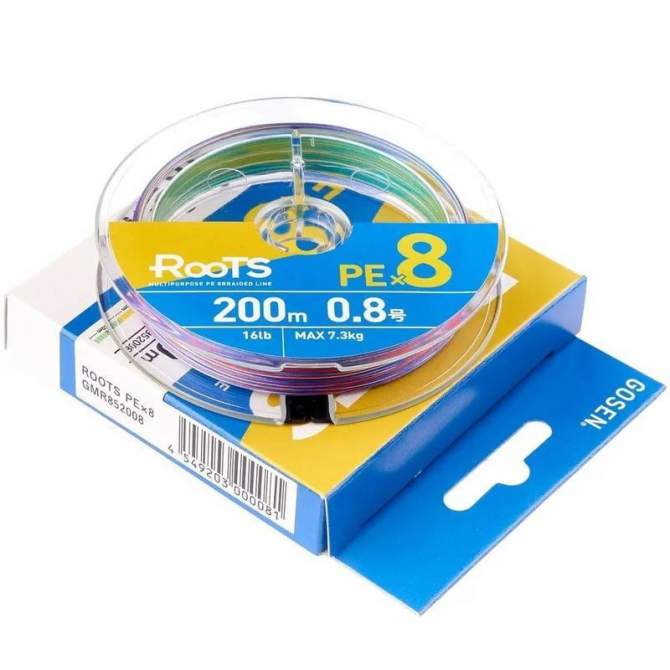 GOSEN Roots PE×8 200m #0.8 PE, Multicolor