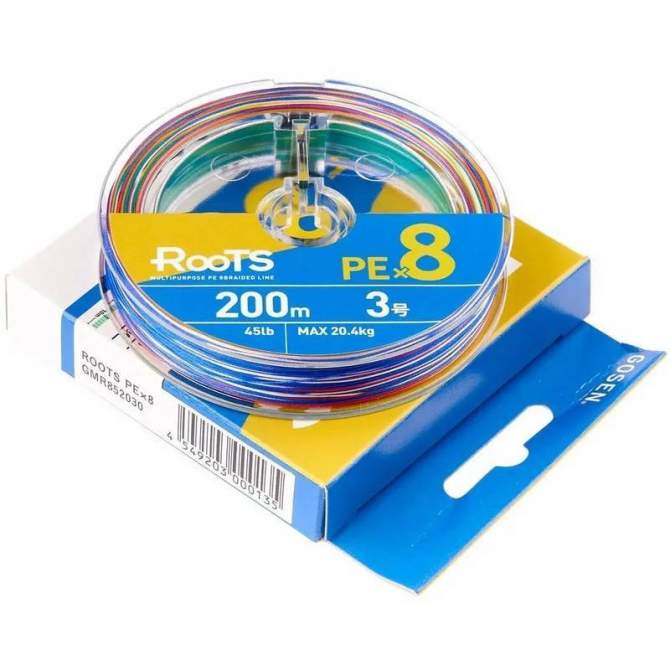 GOSEN Roots PE×8 200m #3.0 PE, Multicolor