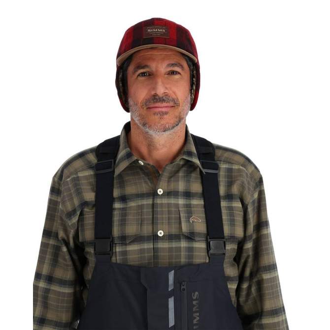 Simms Coldweather Cap, Red Buffalo Plaid
