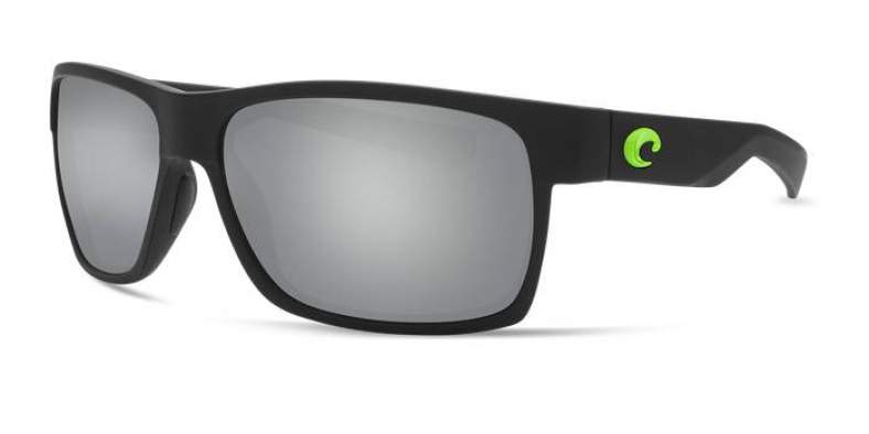 Очки Costa, Half Moon, Gray Silver Mirror 580P, Matte Black/Green Logo Frame