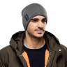 Buff Knitted & Fleece Band Hat, Solid Grey