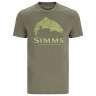 Simms Wood Trout Fill T-Shirt, Military Heather-Neon